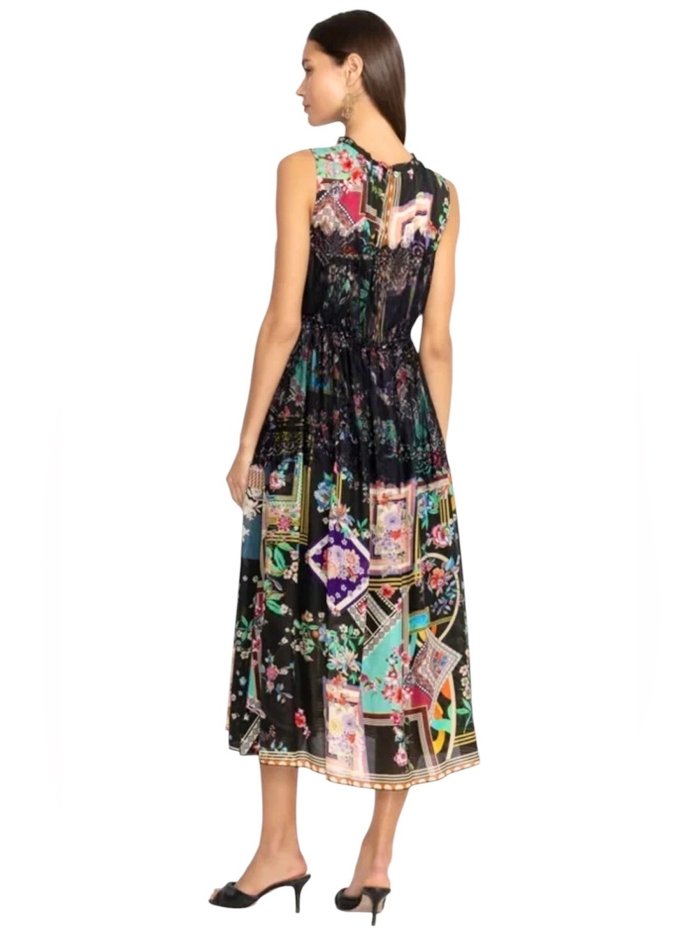Johnny Was Elderberry Lace Midi Dress Silk Floral Patchwork NWT S - Picture 3 of 16